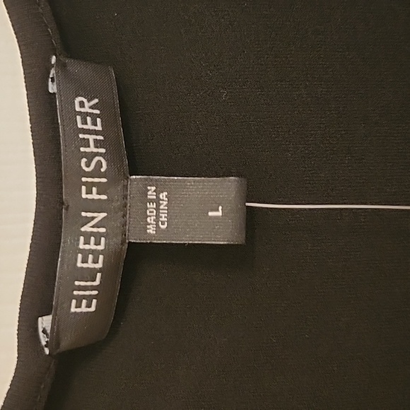 NWT Eileen Fisher Black Silk Size Large Scoop Neck Long Tunic - Picture 3 of 5